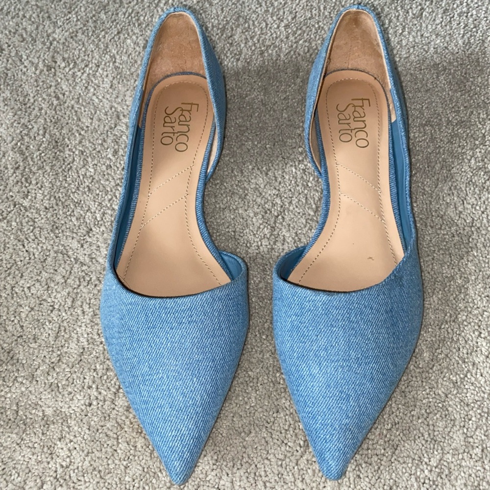 Franco Sarto Neiman Size 8 BLUE Denim  BALLET FLATS  Slip-On Shoes